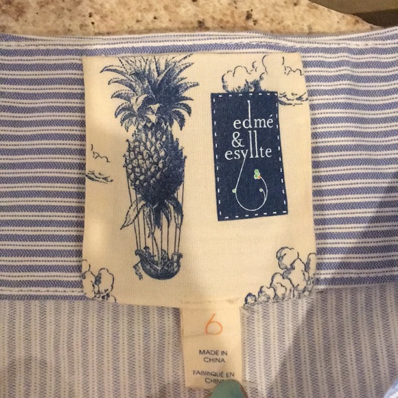 SOLD Anthropolo edme & esylite “Sound Mooring”seersucker stripe blue white skirt - Picture 7 of 7